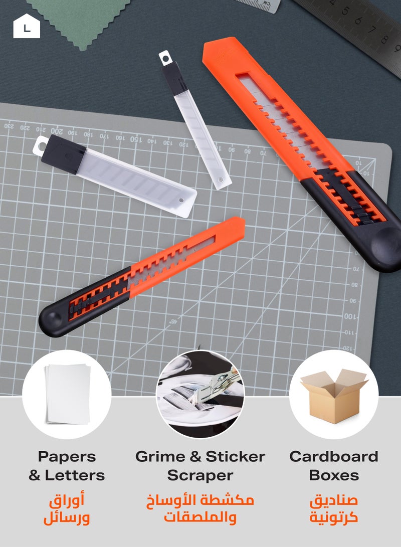 LAWAZIM One Small One Large Heavy Duty Cutter with 10 Blades - Retractable Utility Knife Set with Sharp Replaceable Blades, Non-Slip Grip, and Safety Lock - Ideal for Home, Office, Crafting, and Packaging - Image 4